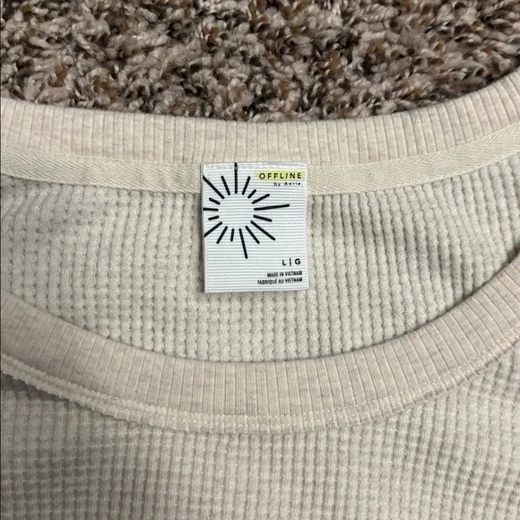 NWOT Aerie Cream Long Sleeve Tee - Picture 2 of 2